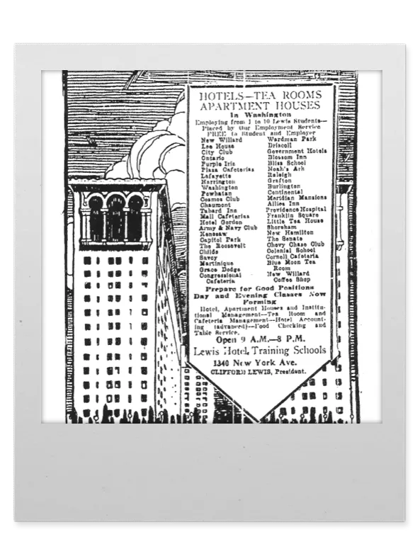 Advertisement from 1923 listing the local Tea Room's, Restaurants and Coffee Shops